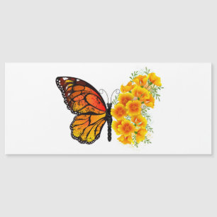 Invitation Magnétique Flower Butterfly with Yellow California Poppy