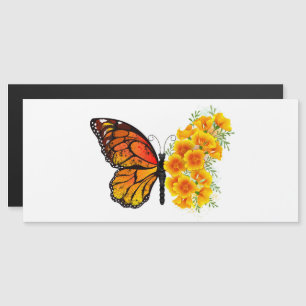 Invitation Magnétique Flower Butterfly with Yellow California Poppy