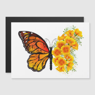 Invitation Magnétique Flower Butterfly with Yellow California Poppy