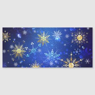 Invitation Magnétique Fond bleu de Noël avec flocons d'or