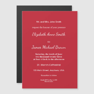 Invitation Magnétique Fond Rouge Foncé