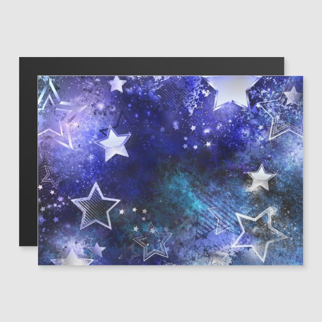 Invitation Magnétique Fond spatial avec étoiles (Devant / Derrière)