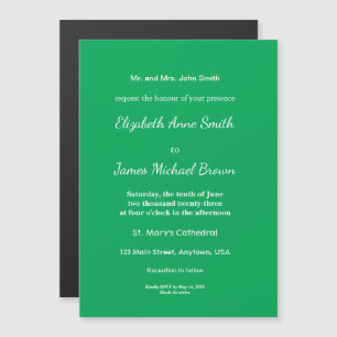 Invitation Magnétique Fond vert uni