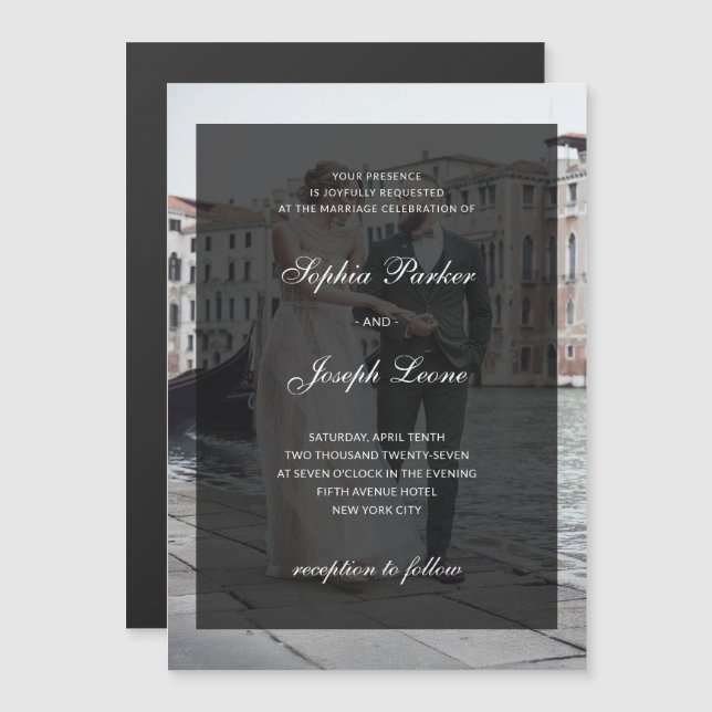 Invitation Magnétique Formal Classic and Dark Overlay | Photo Wedding (Devant / Derrière)