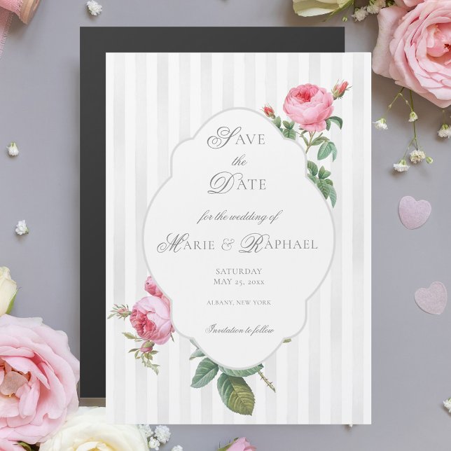 Invitation Magnétique French Rose Botanical Wedding Save the Date (Créateur téléchargé)