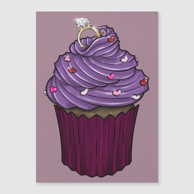 Invitation Magnétique Gâteau Cupcake de Proposition Sucrée (Devant)