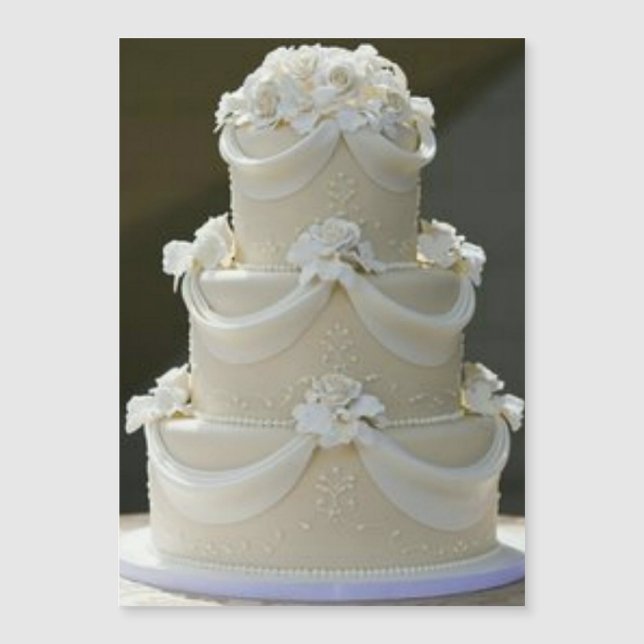 Invitation Magnétique Gâteau de mariage à la date d'enregistrement  (Devant)