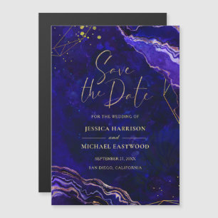 Invitation Magnétique Géode Géométrique Moderne Bleu Violet Enregistrer 