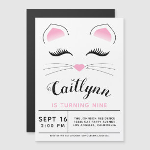 Invitation Magnétique Glam Cat fête d'anniversaire