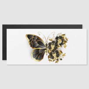 Invitation Magnétique Gold flower Butterfly with Black Orchid