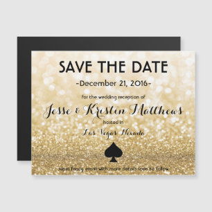 Invitation Magnétique Gold Las Vegas Save the Date (Glam/Classy)