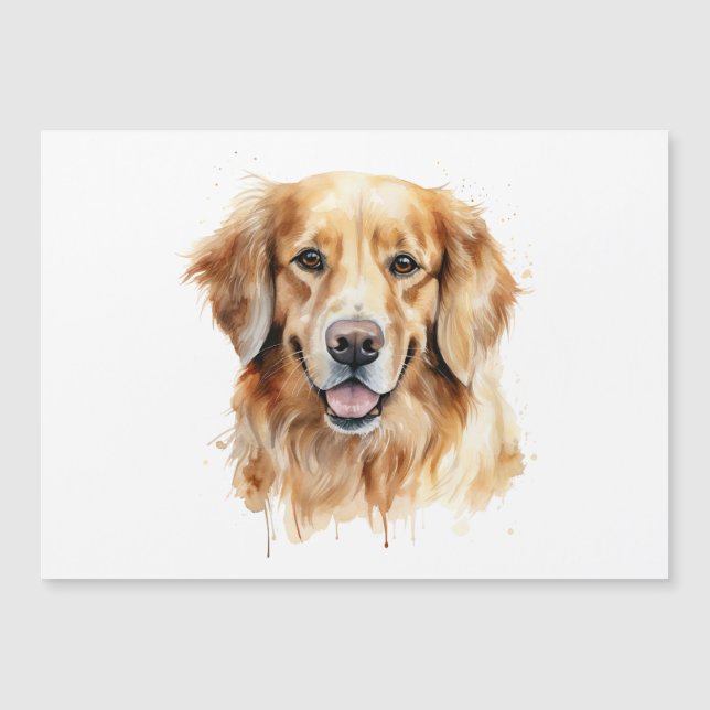 Invitation Magnétique Golden Retriever aquarelle imprimer Dog art cadeau (Devant)