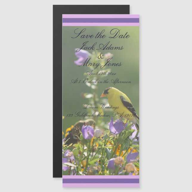 Invitation Magnétique Goldfinch Spring Garden Wedding (Devant / Derrière)
