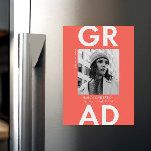 Invitation Magnétique Grad Grad Coral Diplôme photo