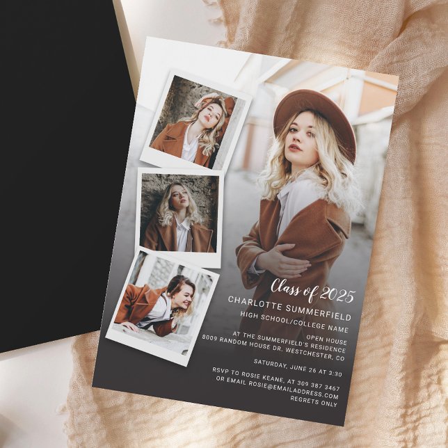 Invitation Magnétique Graduation 2025 Photo Collage Open House Party (2025 Graduation Photo Collage Open House Party Magnetic Invitation)