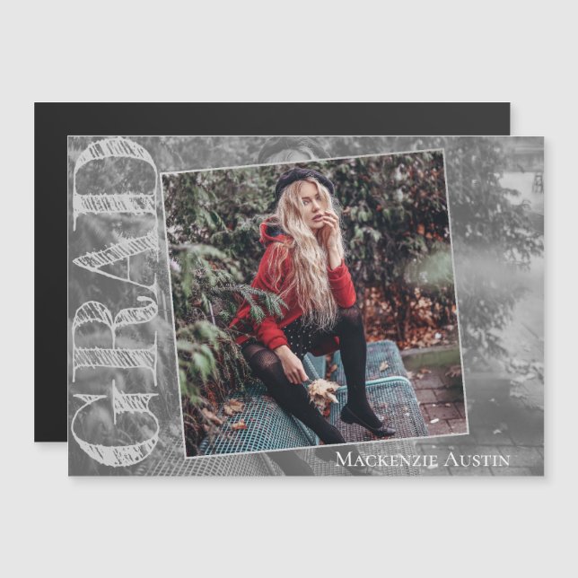 Invitation Magnétique Graffiti Grunge Grad | Gardien photo des diplômes (Devant / Derrière)