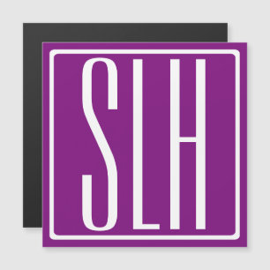 Invitation Magnétique Gras moderne 3 initiales Monogramme Blanc et pou