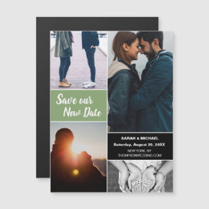 Invitation Magnétique Green Save our New Date Mariage Photo