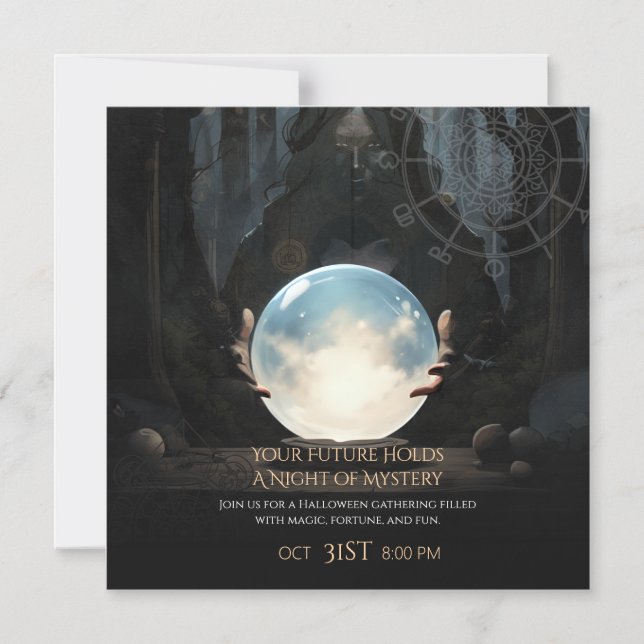 Invitation Magnétique Halloween mystique balle cristal Fortune Teller (Recto)