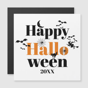 Invitation Magnétique Happy Halloween typographie avec éléments vintages
