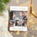 Invitation Magnétique Happy Holidays | Modern Script Lettering & 4 Photo<br><div class="desc">Make a lasting impression this holiday season with these magnetic photo cards! This Christmas design features 4 of your favorite family photos in a simple collage layout. At the top of the card, it reads "happy holidays" in a sans serif and faux gold calligraphy layout. Below, it reads "with love...</div>