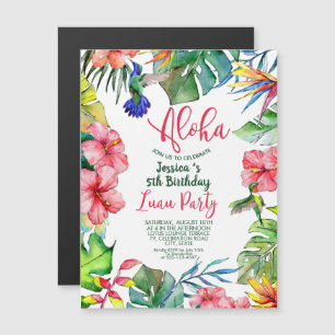 Invitation Magnétique Hawaiian Tropical Floral Anniversaire Luau