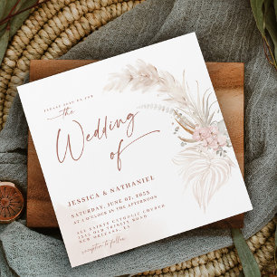 Invitation Magnétique Herbe des Pampas Florale Moderne Boho