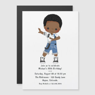 Invitation Magnétique Hip hop Rap Boy Break Dancer Anniversaire