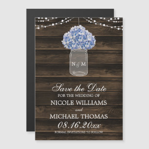 Invitation Magnétique Hydrangea Mason Jar Barn Wood Sauvez la date