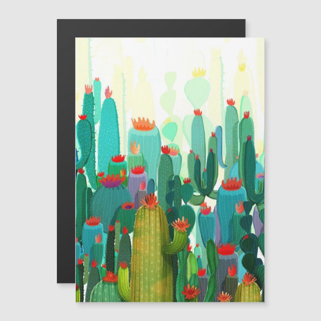 Invitation Magnétique Impression Cactus | Beaucoup De Cactus (Devant / Derrière)