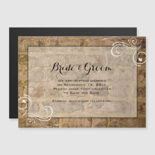 Invitation Magnétique Industrie Chic briques Swirl Wedding Enregistrer l