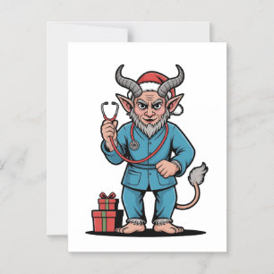 Invitation Magnétique Infirmière Krampus Noël Mal Époque de Noël 