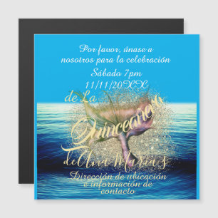 Invitation Magnétique Invitación de fiesta de cumpleaños de la sirena