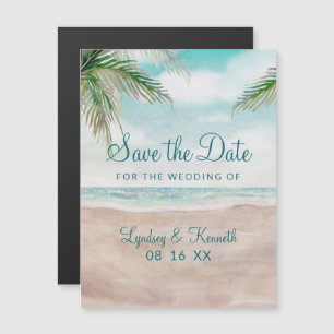 Invitation Magnétique Island Breeze Painted Beach Wedding Enregistrer la