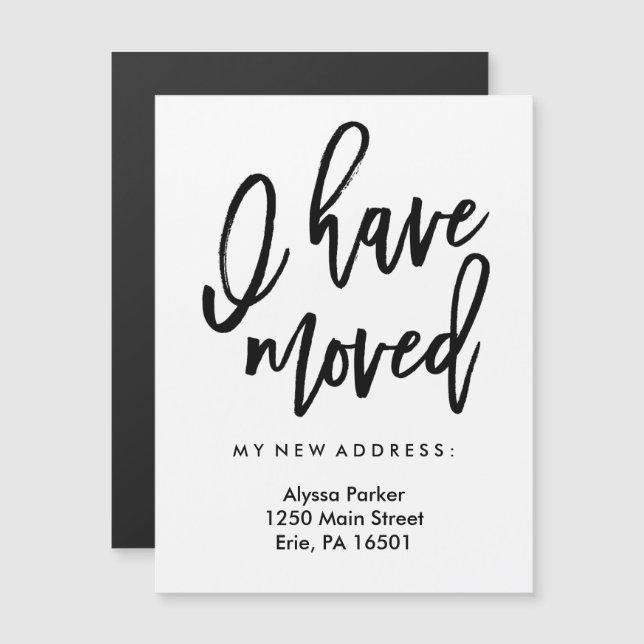 Invitation Magnétique J'ai déménagé dans la typographie moderne simple (Devant / Derrière)
