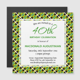 Invitation Magnétique JAMAICA FLAG Personnalisé 40e anniversaire
