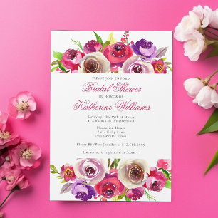 Invitation Magnétique Jardin Floral rose Fuchsia Fête des mariées après-