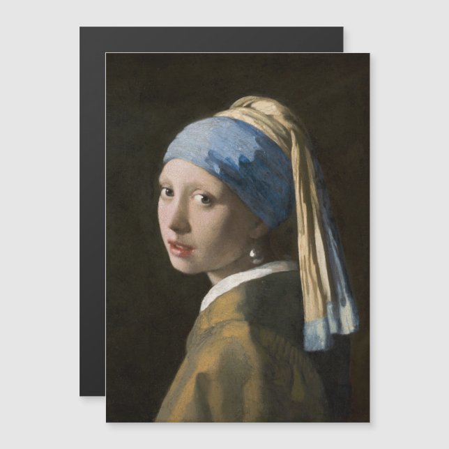 Invitation Magnétique Johannes Vermeer, fille avec une oreille perle (Devant / Derrière)