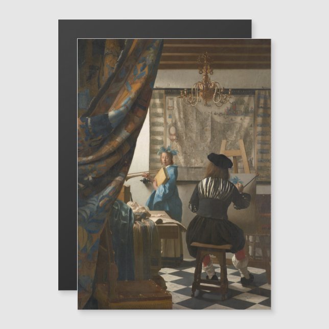 Invitation Magnétique Johannes Vermeer, L'Art De La Peinture (Devant / Derrière)