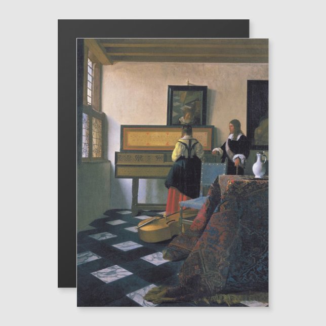 Invitation Magnétique Johannes Vermeer, van Delft, La leçon de musique (Devant / Derrière)