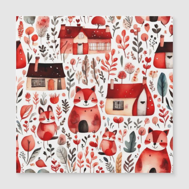 Invitation Magnétique Joli cadre magnétique à champ rouge de style cotta (Devant)