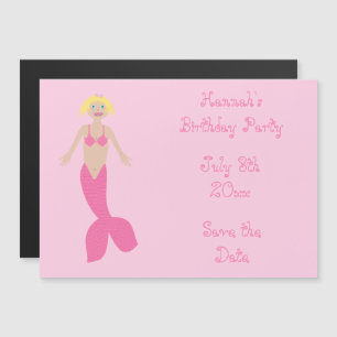 Invitation Magnétique Jolie Fantaisie Rose Sirène Enregistrer Personnali