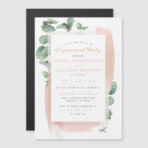 Invitation Magnétique Jolie Green Sprigs Peint Floral Engagement Party