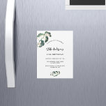 Invitation Magnétique Jour de verdure écriture blanche élégant luxe<br><div class="desc">Avant : un arrière - plan blanc élégant décoré de simples feuilles de ginkgo doré. Personnalisez et ajoutez votre nom et les détails de votre fête.</div>