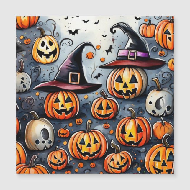 Invitation Magnétique Joyeux Halloween épouvantable friandises ou farces (Devant)