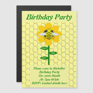 Invitation Magnétique Joyeux Jour des abeilles Anniversaire Bumblebee Fê