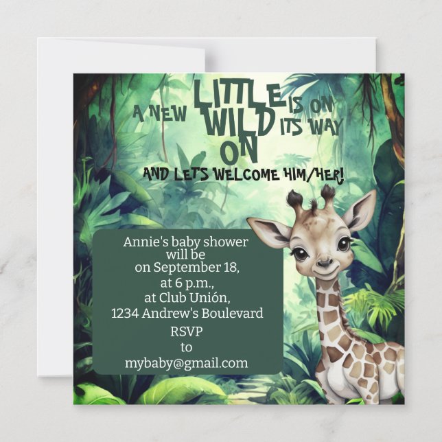 Invitation Magnétique Jungle Safari Célébration : Baby shower (Recto)