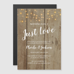 Invitation Magnétique Just Love Rustic String Lights Mariage Elopement