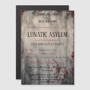 Invitation Magnétique L'anniversaire de l'asile lunatique