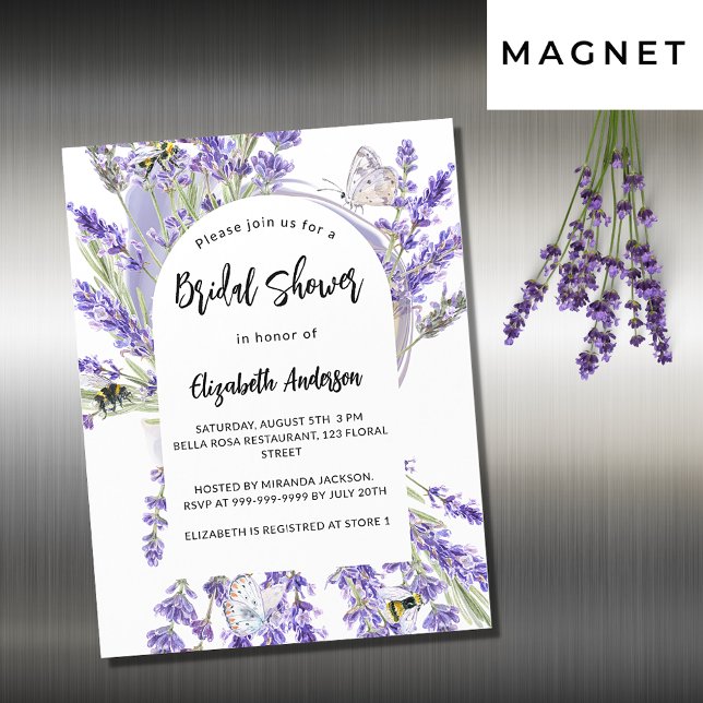 Invitation Magnétique Lavande fleurie violet luxe nuptiale douche (Créateur téléchargé)